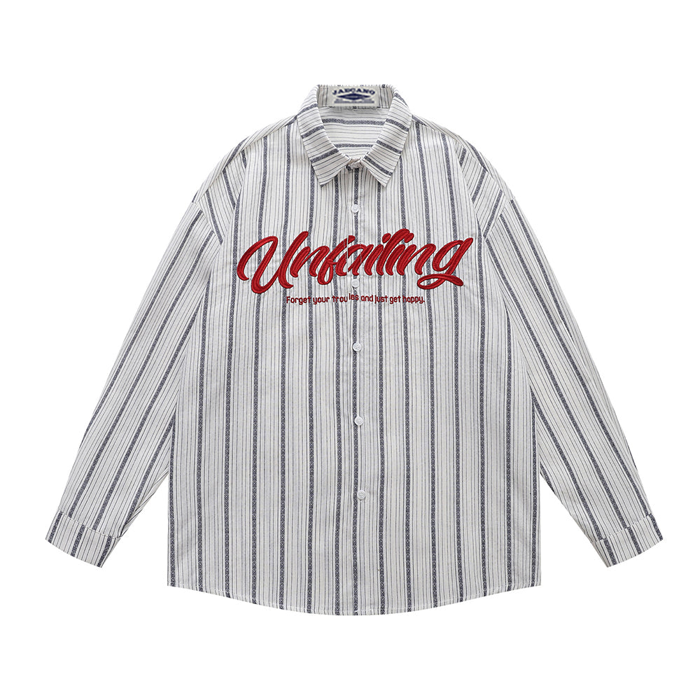 Striped letter long-sleeved shirt