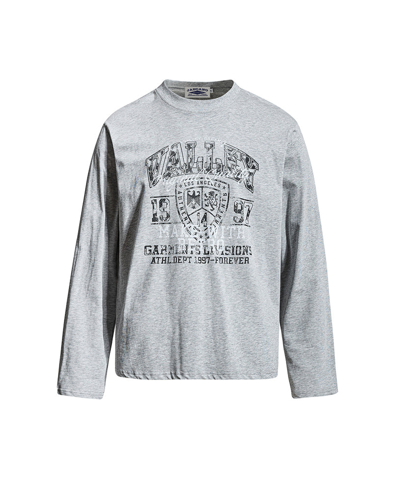 Retro distressed printed long-sleeved shirt