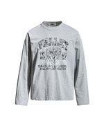 Retro distressed printed long-sleeved shirt
