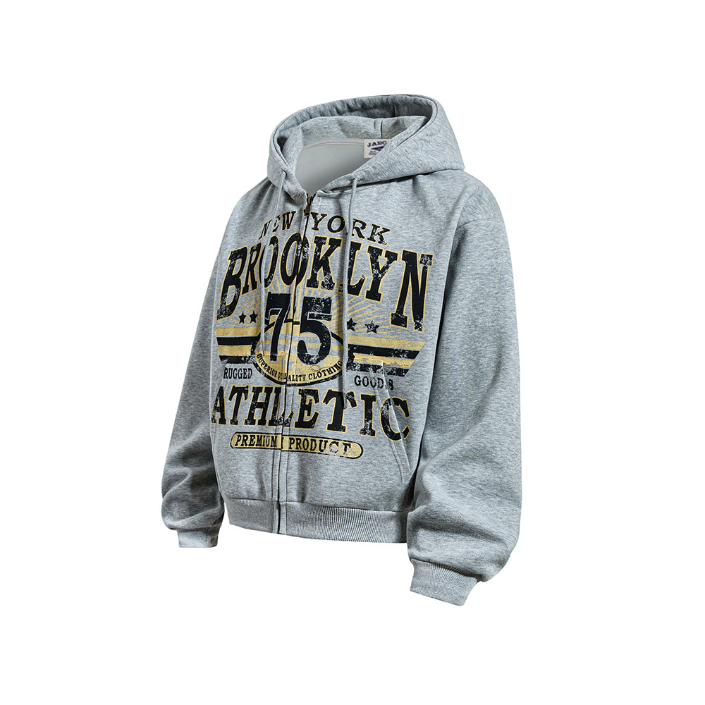 Retro Print Hooded Jacket