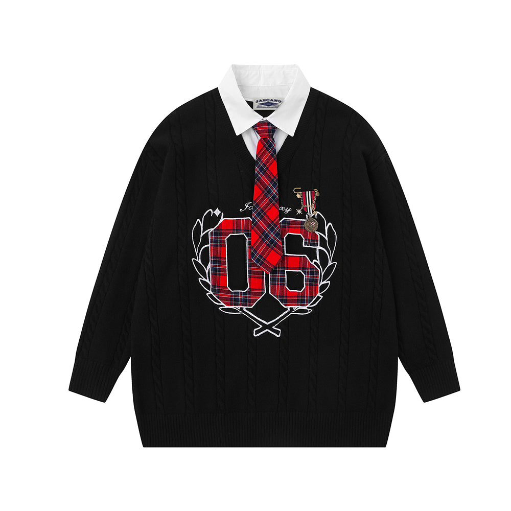 刺綉假兩件毛衣