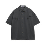 Embroidered zip-up short-sleeved shirt