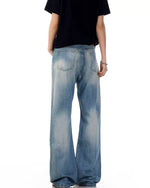 Distressed straight-leg trousers
