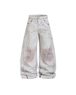 Retro loose curved trousers