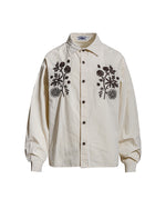 Floral Embroidered Long-Sleeved Shirt