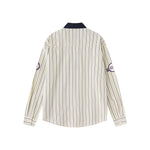 條紋刺綉長袖襯衫