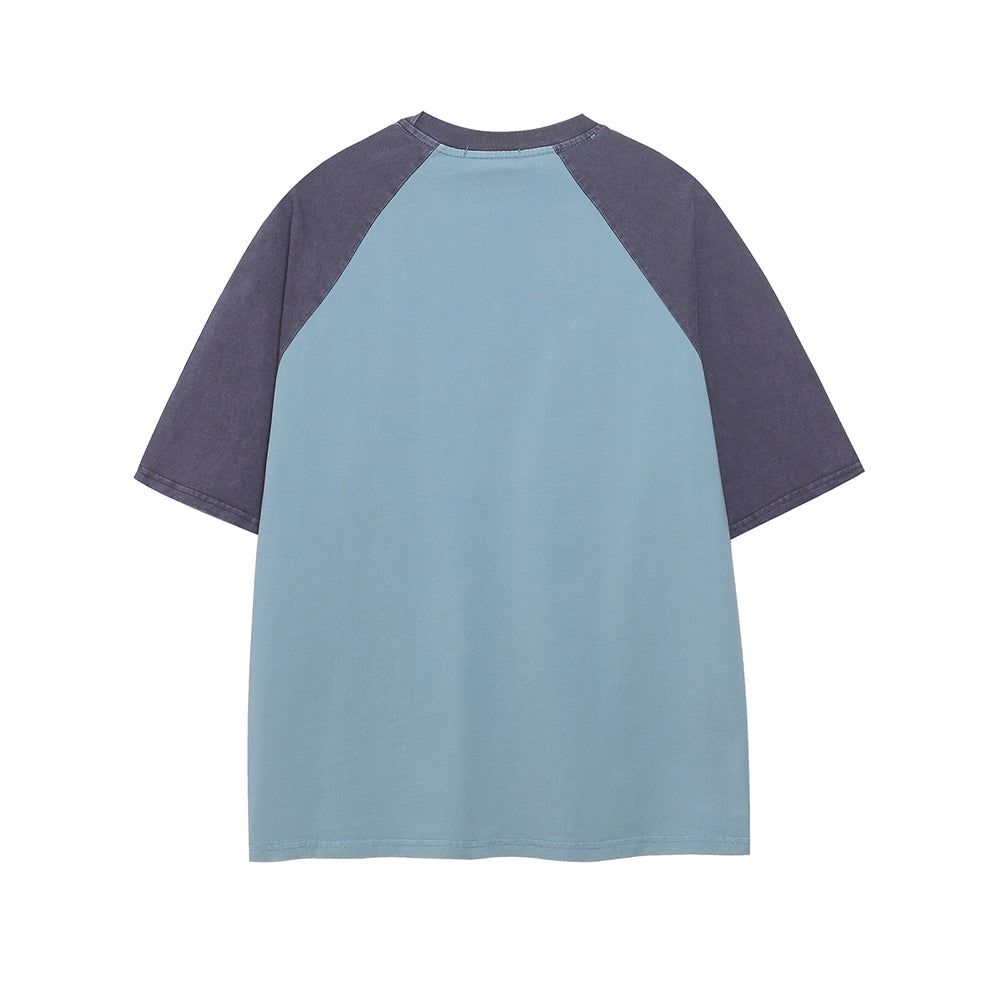 Contrast color stitching short sleeves