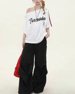 Off-shoulder neutral style short sleeves