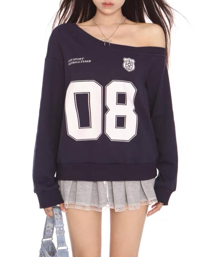 Retro loose shoulder sweatshirt (women)