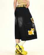 Embroidered Puppy Shorts