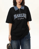 아메리칸 레트로 라펠 지퍼 반소매