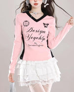 復古拼色印花長袖