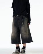 復古做舊寬鬆七分短褲