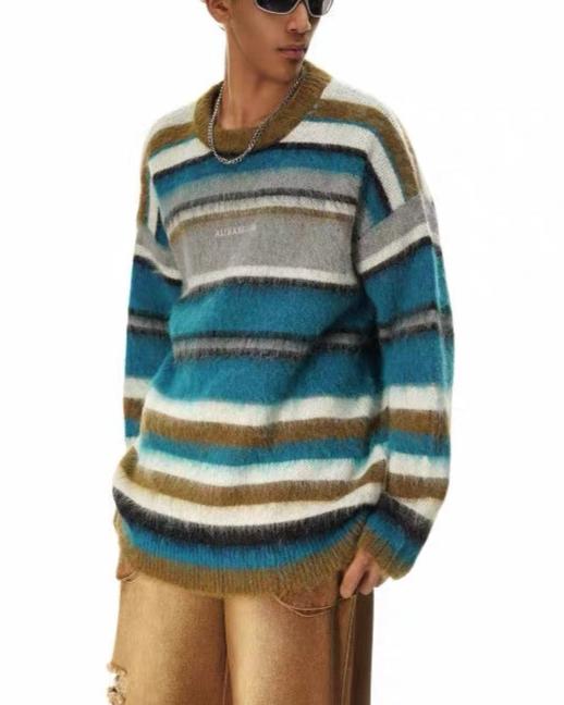 Retro simple loose crew neck sweater