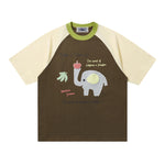 재미있는 컬러 블록 반팔 셔츠