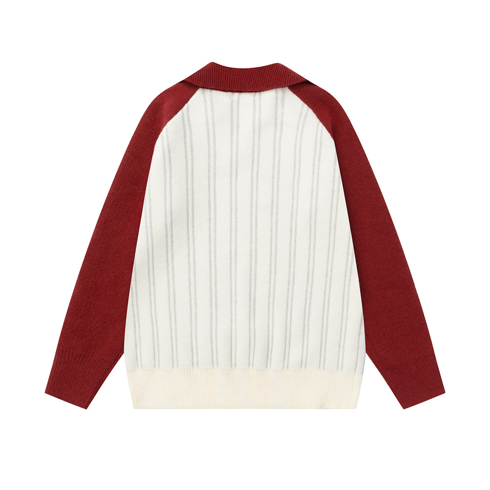 Contrast color pullover sweater