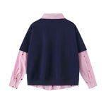 Fake two piece lapel sweatshirt