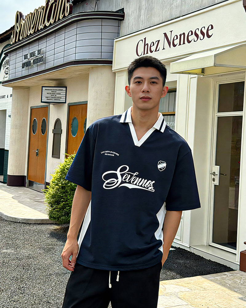 撞色拼接polo短袖