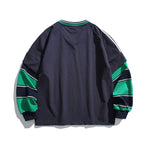 Color-blocked faux two-piece long-sleeved sports top