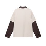 Retro patchwork fake two-piece long sleeves