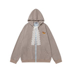 Simple loose hooded sweatshirt jacket