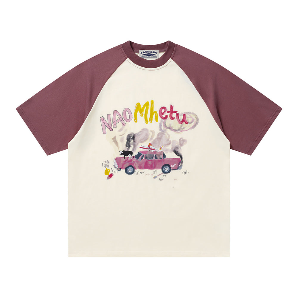 콘트라스트 컬러 라글런 반팔