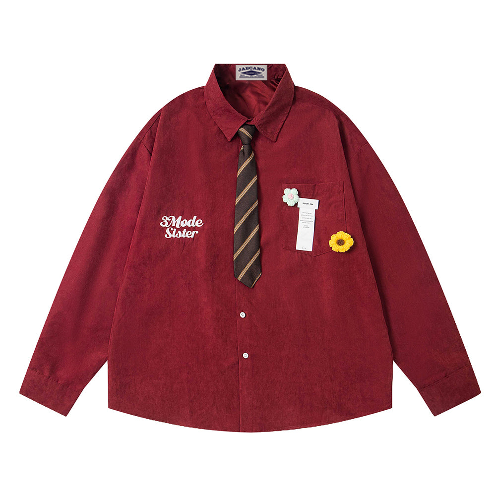 자수 긴팔 셔츠