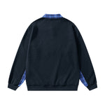 格子拼接翻領衛衣