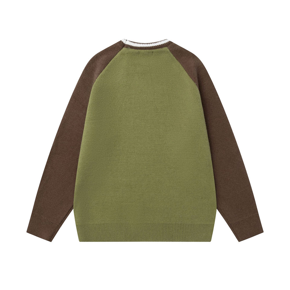 Contrast color pullover sweater