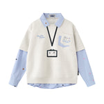 Fake two piece lapel sweatshirt