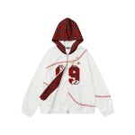 plaid panel hooded jacket