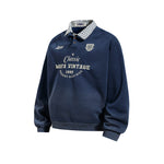 Retro collared faux two-piece sweatshirt