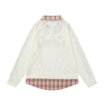 paneled plaid knitted sweater