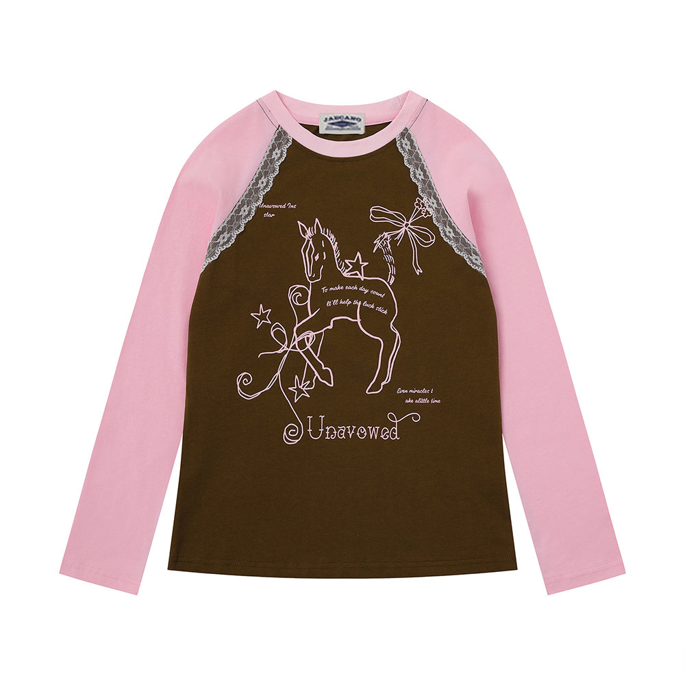 대비색 스티칭 긴팔