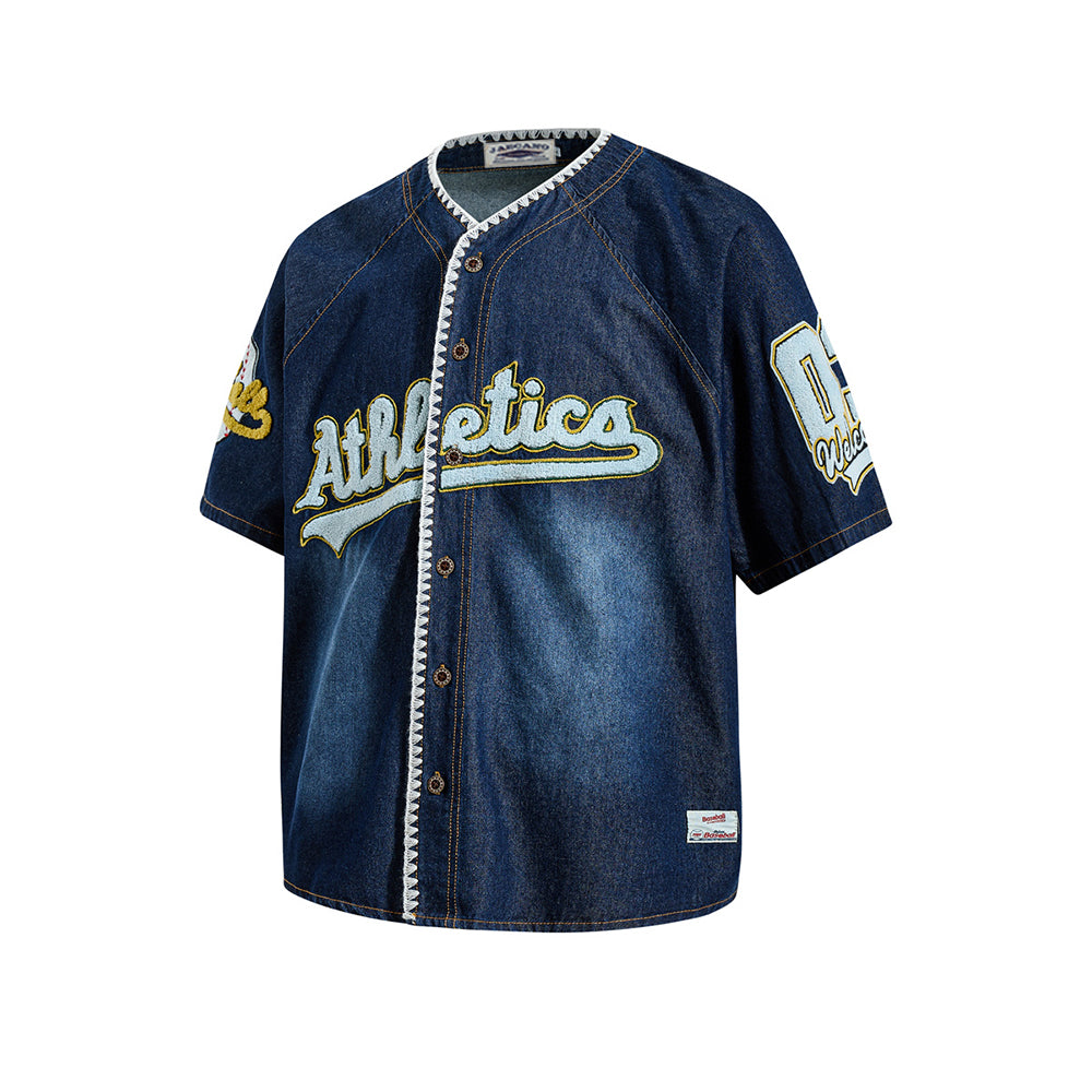 復古牛仔短袖襯衫