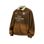 Retro collared faux two-piece sweatshirt