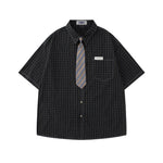 復古條紋短袖襯衫