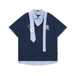 가짜 투피스 스플라이스 반팔 셔츠