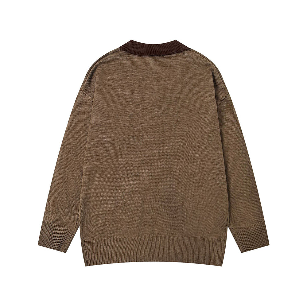 컬러블록 꽃 자수 스웨터