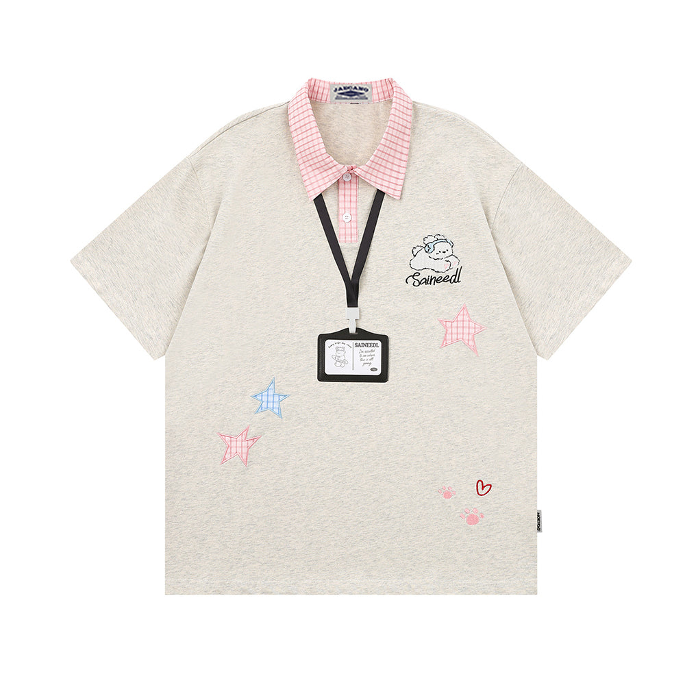 패치워크 별 반팔 티셔츠