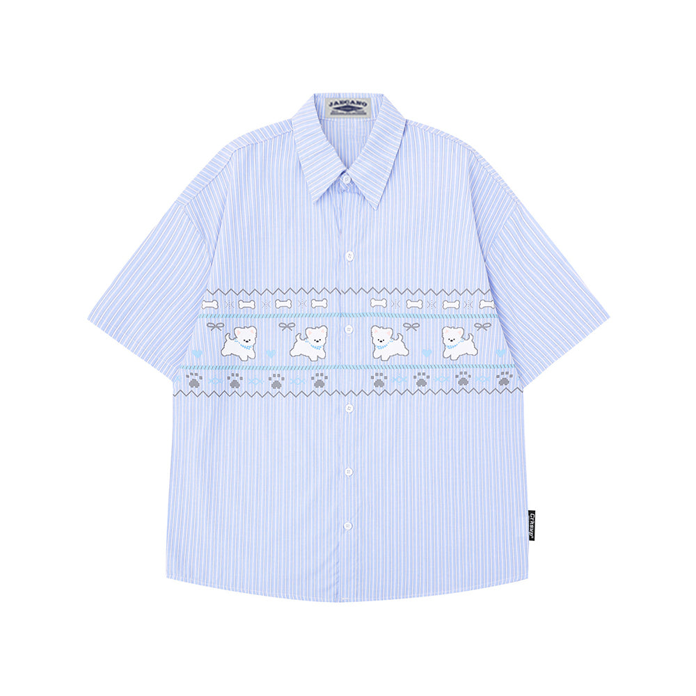 卡通小狗短袖襯衫