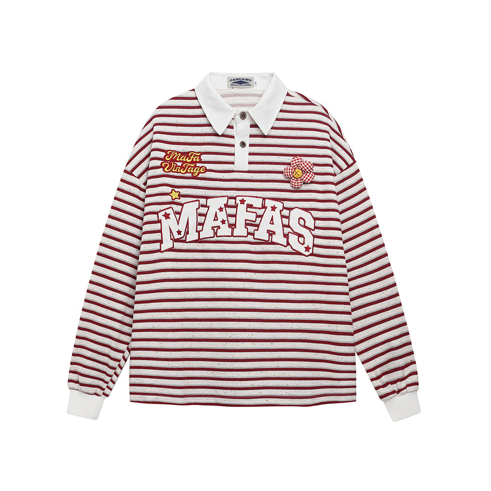 Striped embroidered polo long sleeves