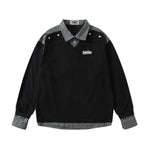 Retro fake two-piece long sleeves