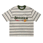 대조적인 줄무늬 짧은 소매