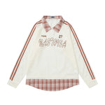 paneled plaid knitted sweater