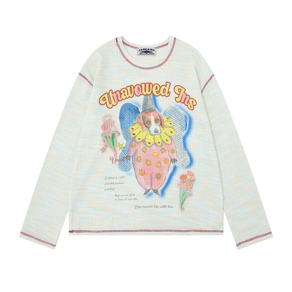 재미있는 패턴의 루즈핏 긴팔 티셔츠