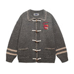 Embroidered duffle button sweater jacket