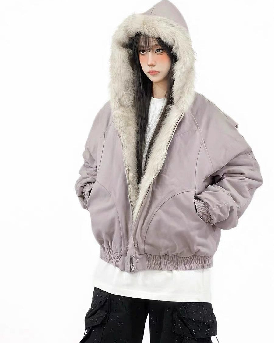 Retro thickened hooded cotton jacket