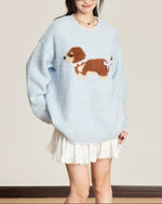 Vintage cute embroidered crew neck sweater