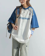 Colorblock loose short sleeves